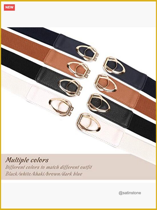 Stretch Skinny Vintage Belt with Gold Buckle, 4 Pack main image 6